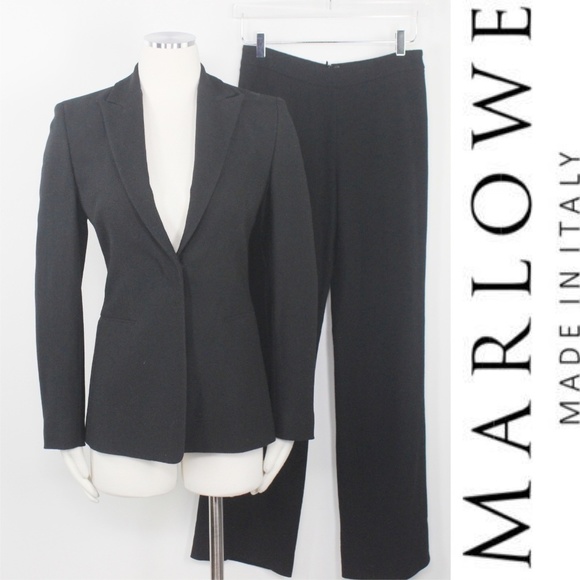 NWT Marlowe Pantsuit Wool Waffle Weave Wide Legs 6